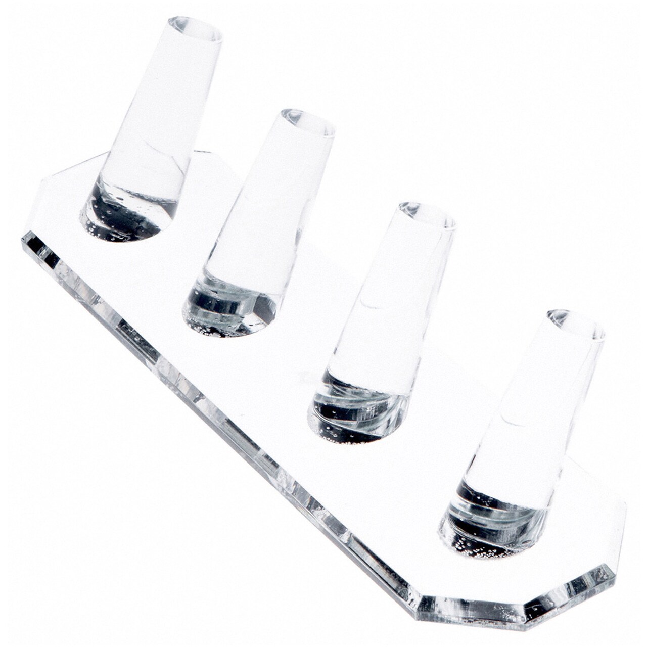 Plymor Clear Acrylic Ring Finger Display, Four, 6.875" W x 2" D x 1.75" H